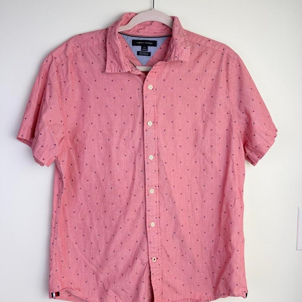 Tommy Hilfiger Dress Shirt Short Sleeve Button Up Men's Large